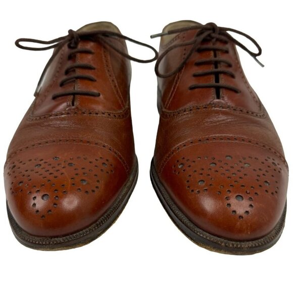 Caporicci Men\'s Size 8.5 Brown Leather Oxford Dress Shoes Made in Italy Designer
